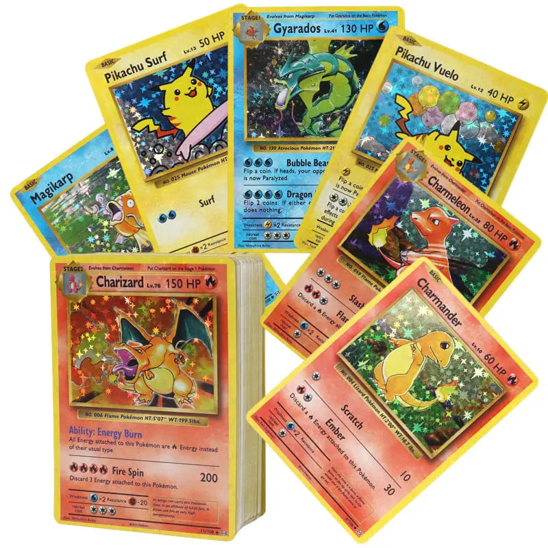 60/100Pcs English Pokemon Card 1996 Year Shining Charizard Pikachu Mewtwo Trade Card Kids Pokemon Toy