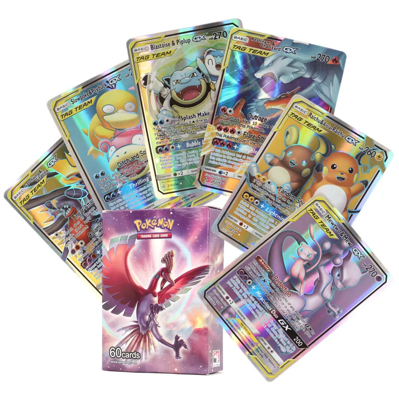 60/100Pcs English Pokemon Card 1996 Year Shining Charizard Pikachu Mewtwo Trade Card Kids Pokemon Toy